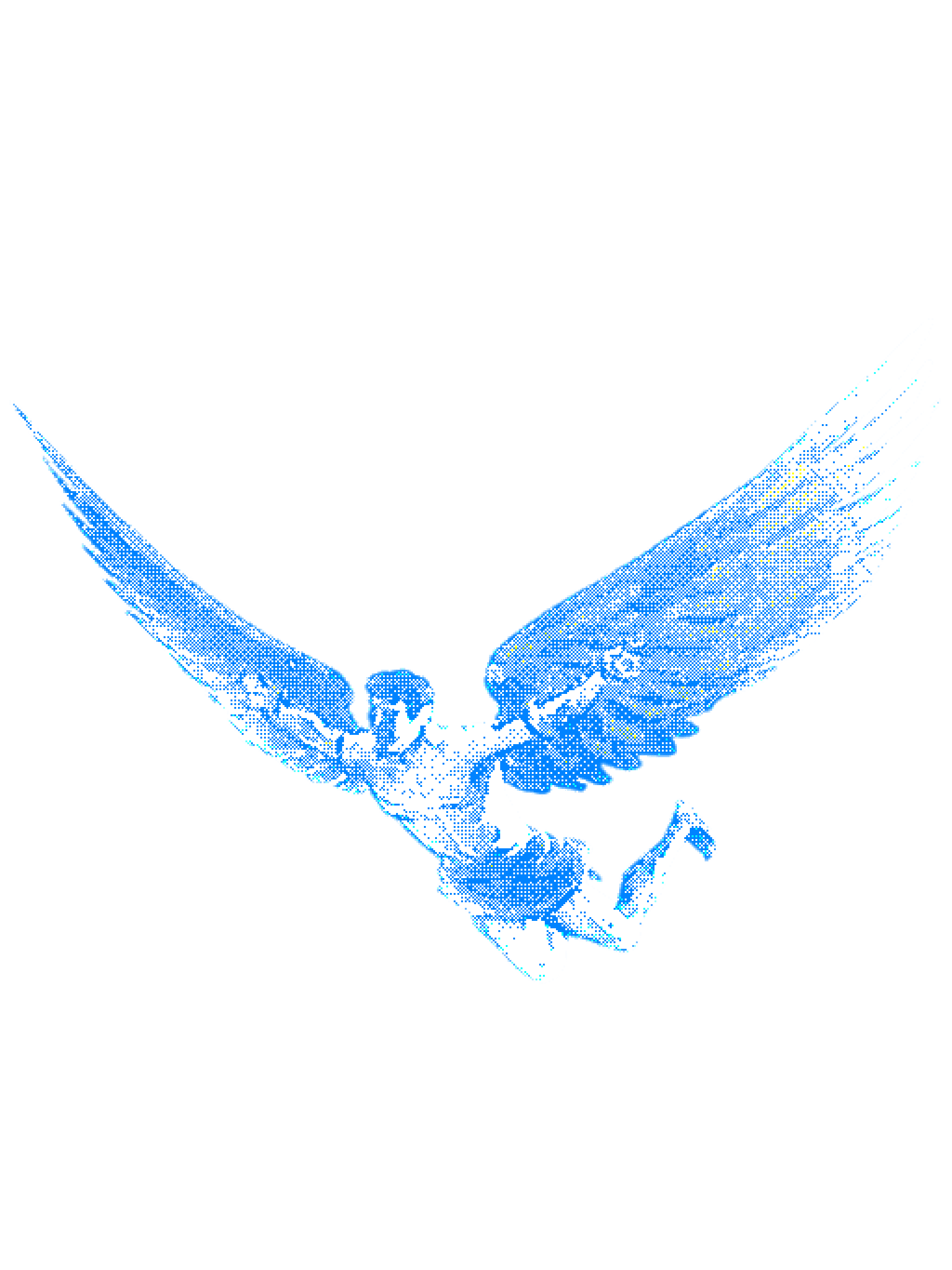 Icarus in open flight, wings caught full in the updraft